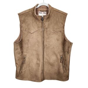Powder River Outfitters By Panhandle Slim Faux Leather Sherpa Vest Mens Size XL